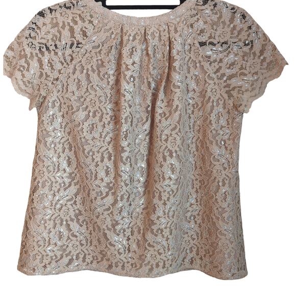 Anthropologie HD in Paris Verga Lace Blouse in Beige / Metallic size 2p - Picture 2 of 5